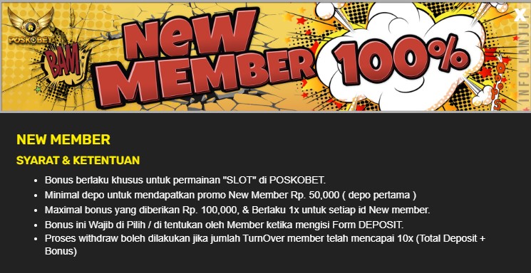 Bonus New Member 100%
